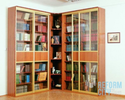 Угловой шкаф для библиотеки на заказ